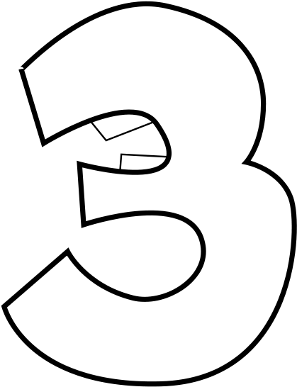 Animal Number Three Lineart Png Images - Clip Art (424x600)
