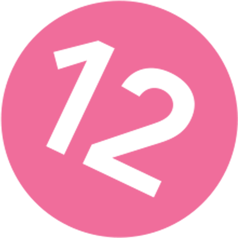 Red, Rounded,with Number 12 Clip Art At Clker - Number 12 Pink (500x500)