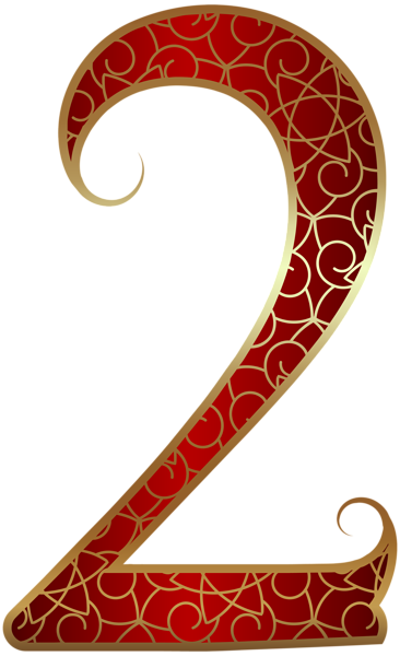 Gold Red Number Two Png Clip Art Image Clipart Decorative - Numbers Gold Png (366x600)