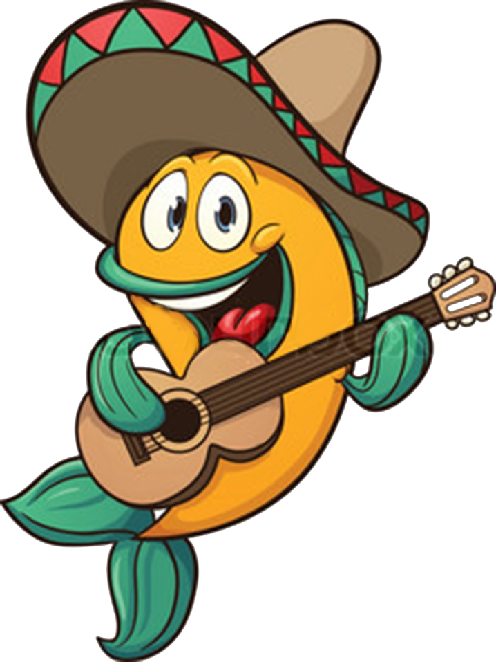 Fish Taco Clipart Hat - Fish Playing Guitar (718x957)