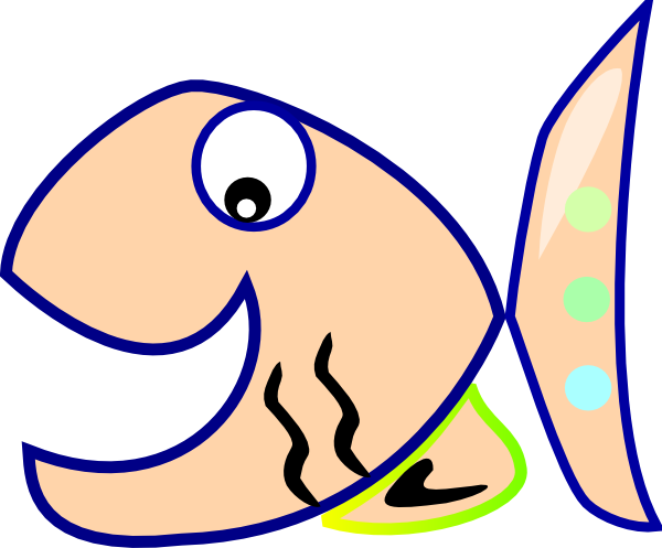 Beige Fish Clip Art At Clker - Fish Mouth Open Png (600x497)