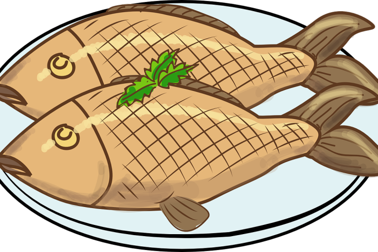Meat Clipart And Fish Pencil In Color - Clip Art Fried Fish (740x493)