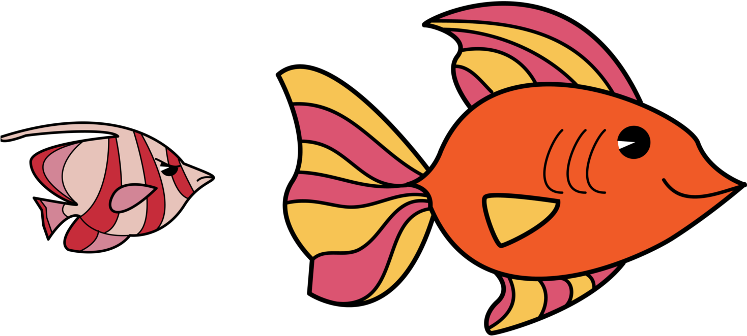 Pin Small Fish Clipart - Fish Big And Small (1468x662)