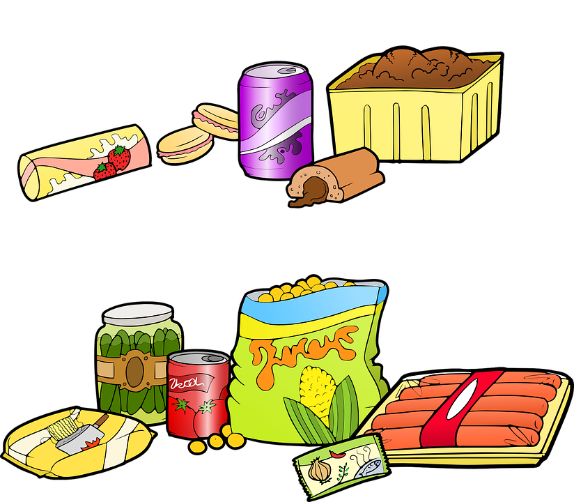 Junk Food Cartoon - Processed Food Cartoon (824x720)