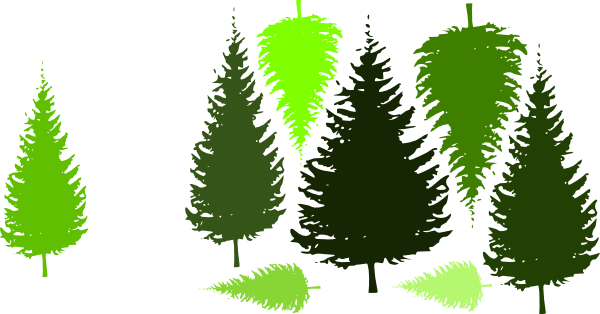 Pine Tree Grouping By Jc Clip Art At Clker - Pine Tree Silhouette (600x314)