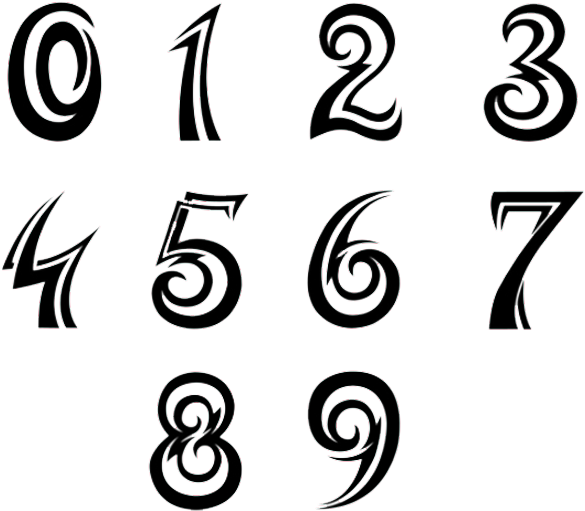 Numbers Font Tattoo Design - Cool Number Fonts (600x515)