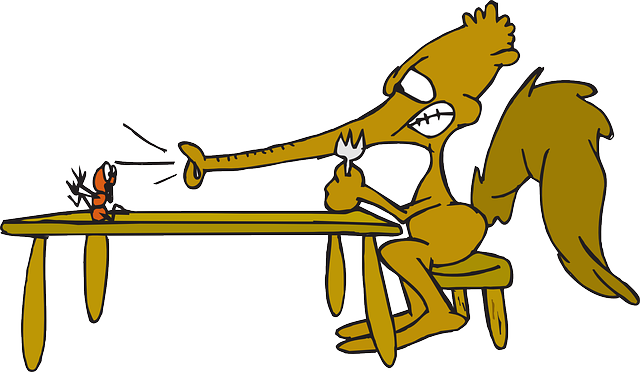 Eating Food, Table, Cartoon, Ant, Fork, Anteater, Eating - Anteater And The Ant Cartoon (640x372)