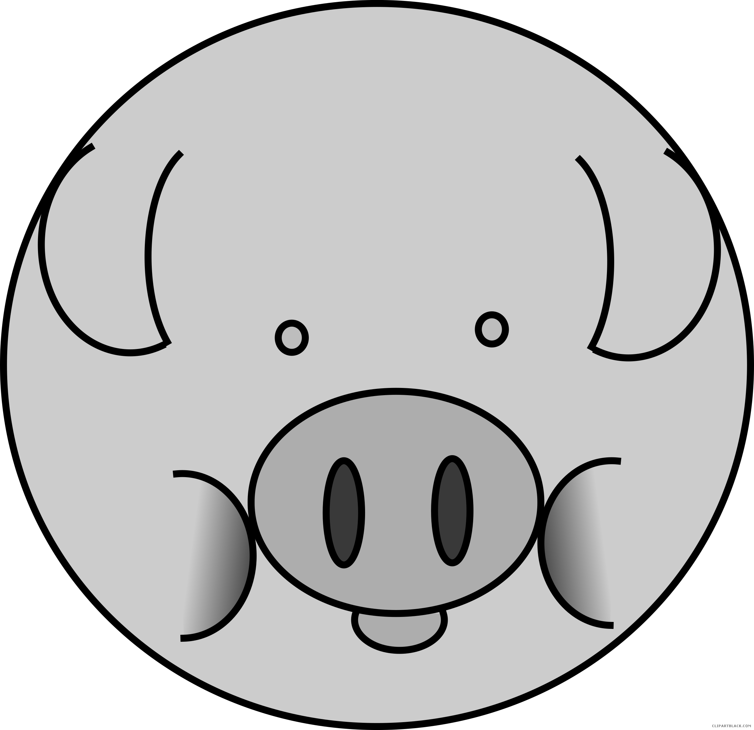 Pig Face Animal Free Black White Clipart Images Clipartblack - Pig Icon (2400x2324)