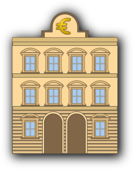 Bank Building With Euro Sign Clip Art At Clker - Bank Clipart (468x594)