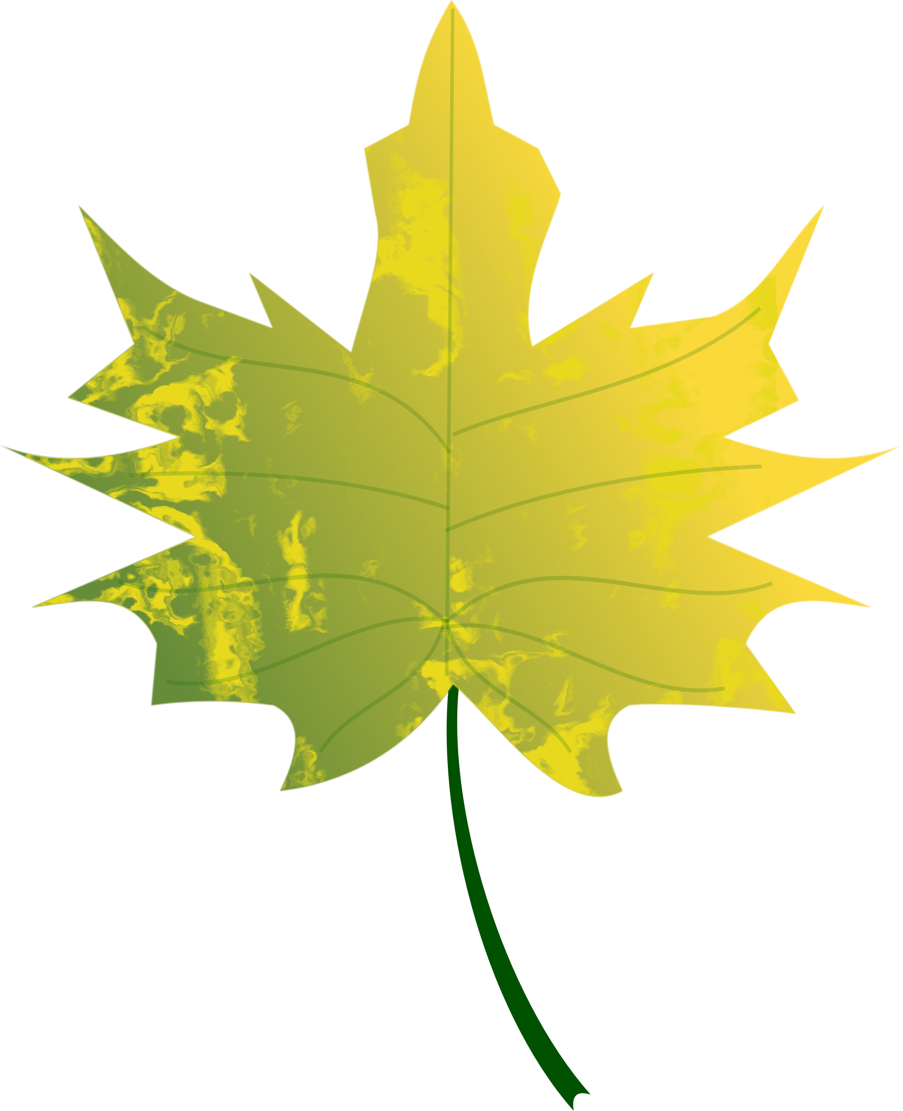Falling Leaves Clipart 26, - Green And Yellow Leaf (610x750)
