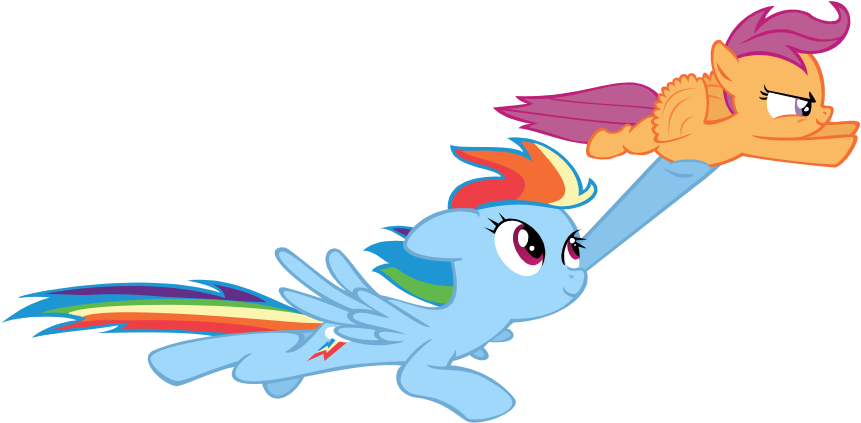 Rainbow Dash Flying Png Free Download - Rainbow Dash And Scootaloo Flying (875x449)