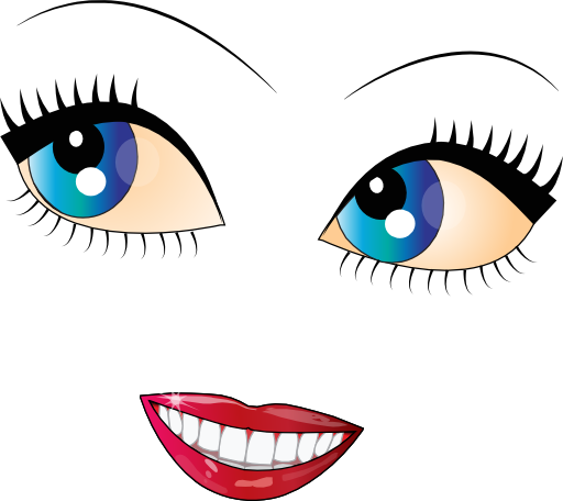 Eye Clipart Face - Smiley Blue Eyes (512x456)