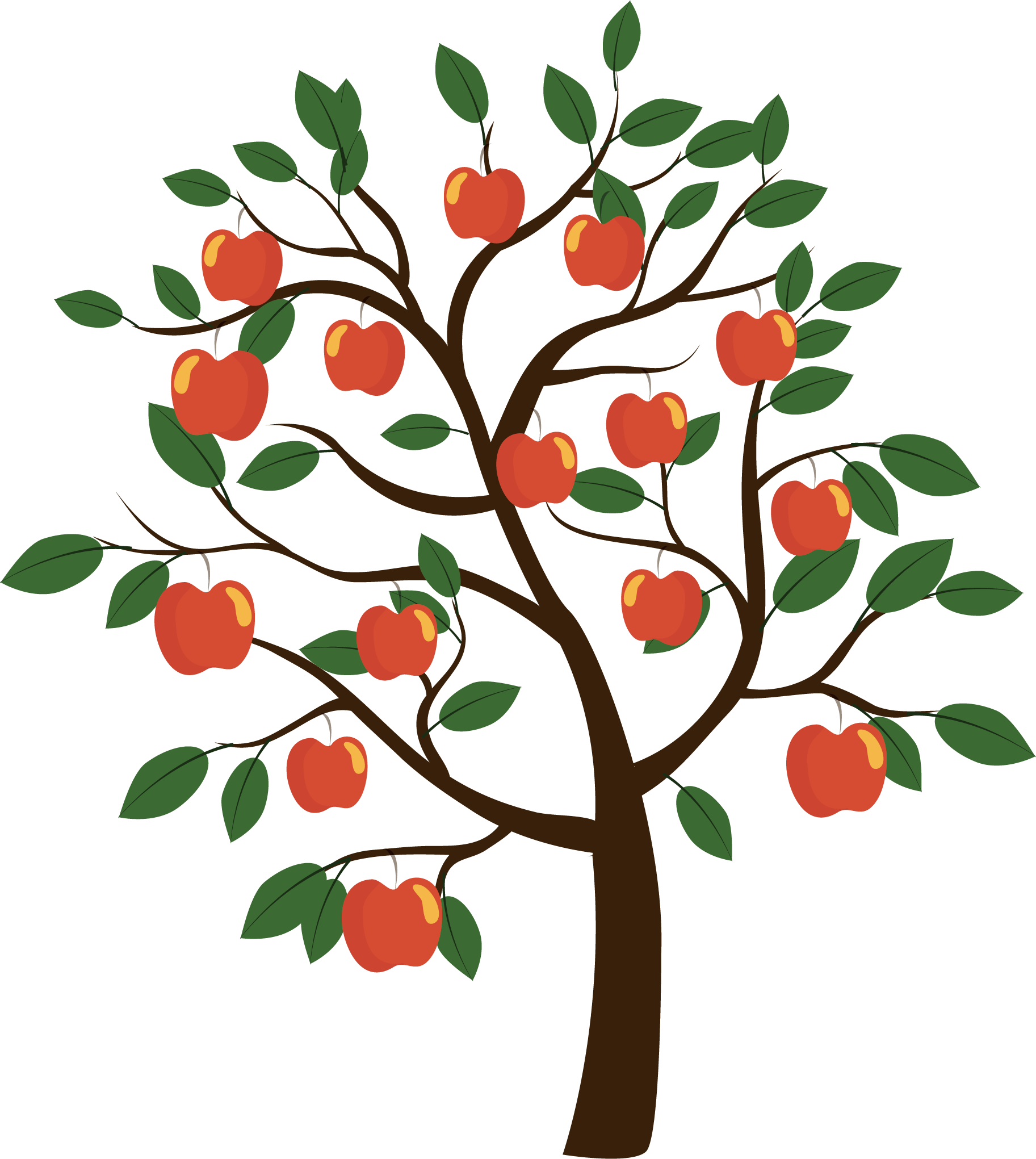 Fruit Tree Euclidean Vector - Tree With Apple Vector (1825x2041)