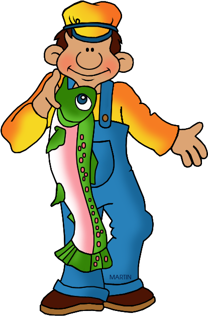Fisherman Clipart Martin - Free Clip Art Fisherman (429x648)