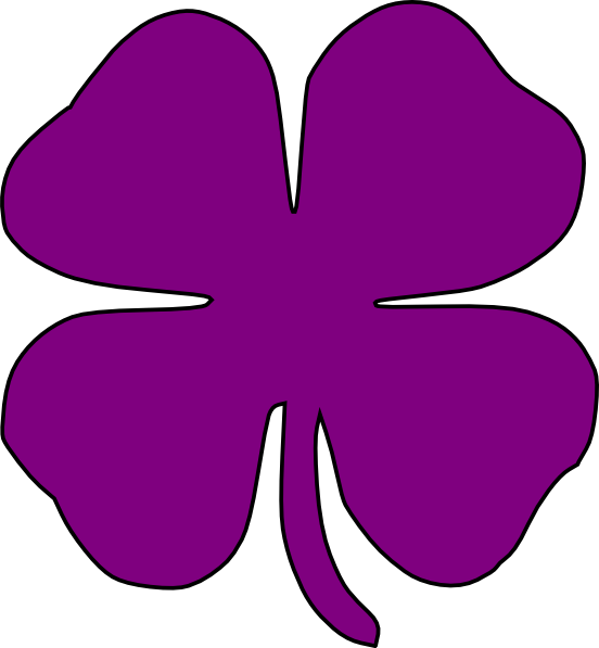 Purple Shamrock Clip Art At Clker - Four Leaf Clover Silhouette (552x597)