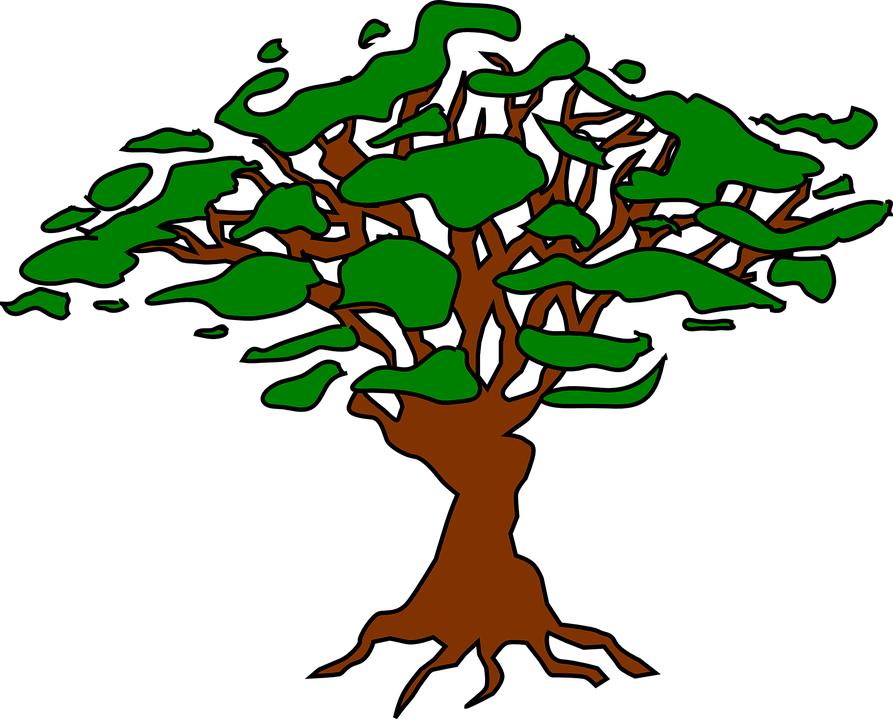 Tree Graphic 6, Buy Clip Art - Tree With Roots And Flowers (893x720)