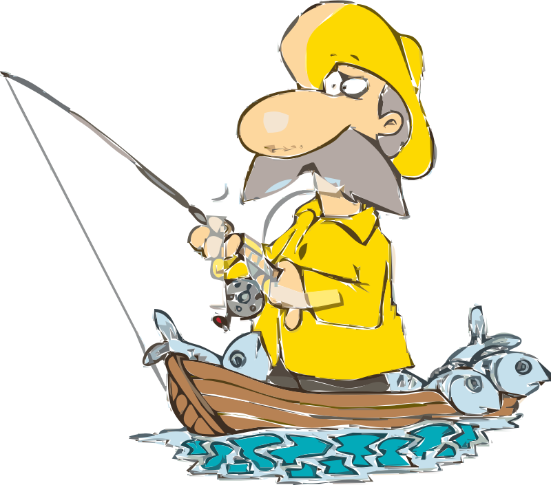 Medium Image - Fisherman In Boat Cartoon (800x705)