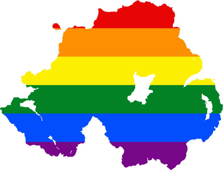 Lgbt Flag Map Of Northern Ireland Cc By-sa - Marriage Equality Northern Ireland (785x599)