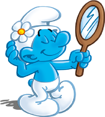 Baby Boy Smurf Holding Mirror - Queens (500x500)