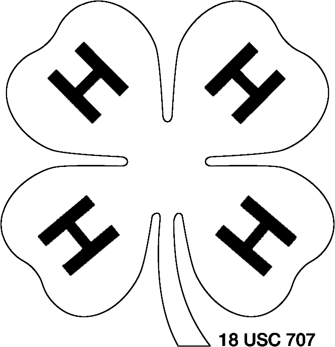 White W/ Black Outline 4-h Clover Png - 4 H Logo White (663x688)