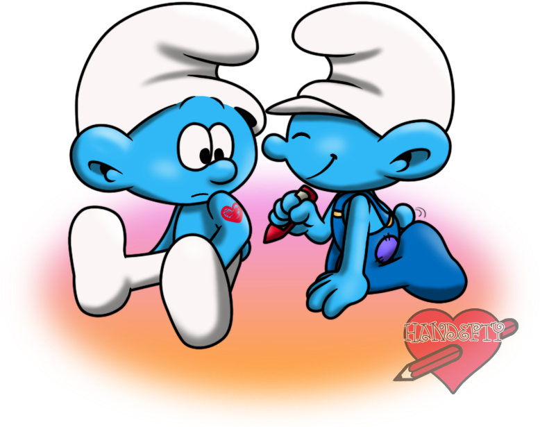 Draw Smurfs How To A Smurf Picture - Handy And Hefty Smurf (777x626)