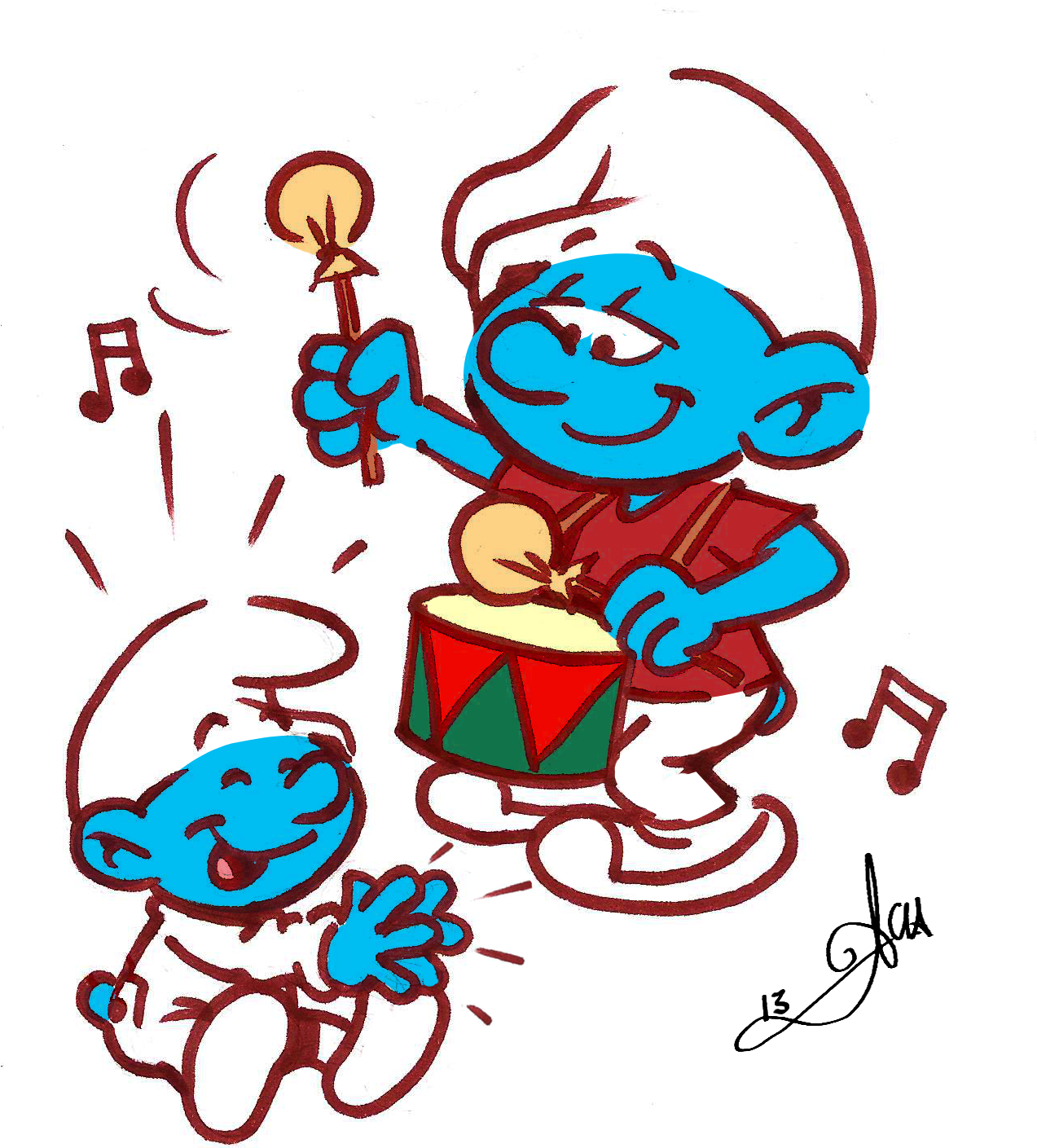 This Year My Xmas Smurf Art Features The Smurflings - Smurfs Pikachu057 (1324x1492)