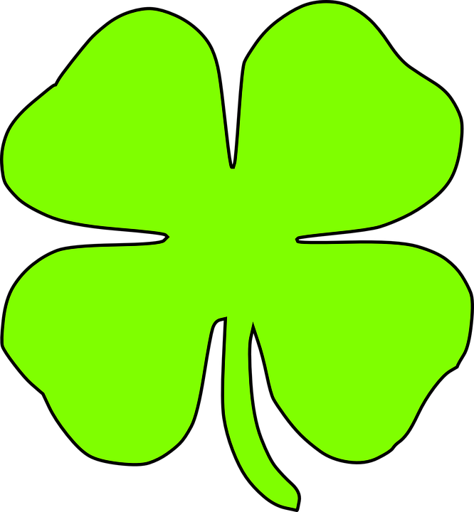 Graphic Clover, Luck, Green, Irish, Ireland 65kb - Cỏ 4 Lá Vector (666x720)