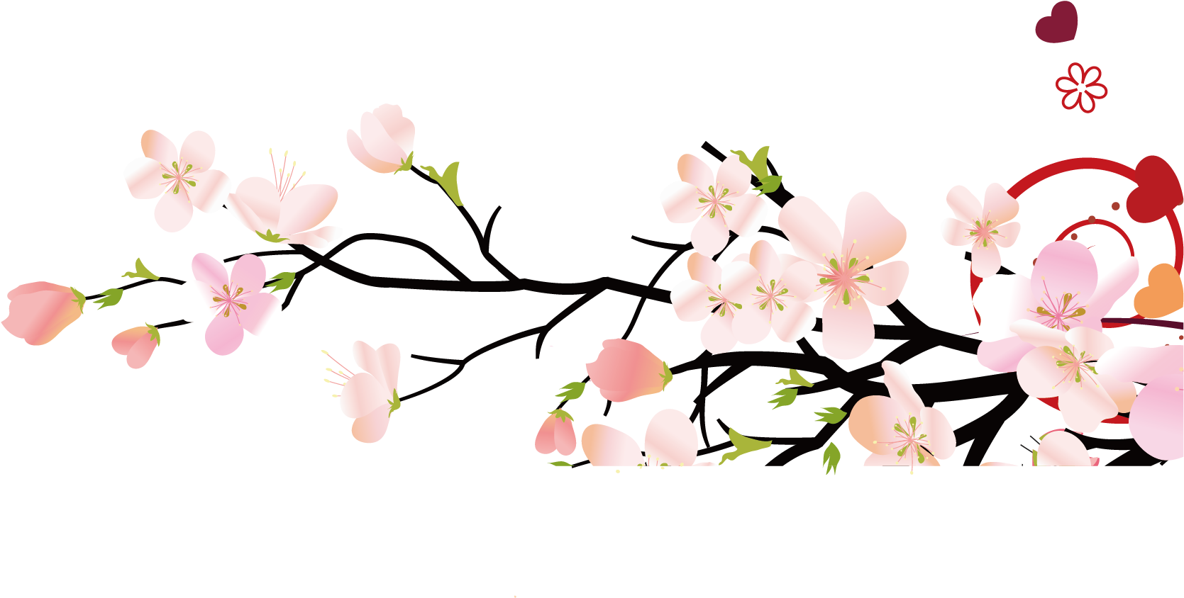 Cherry Blossom Bird And Flower Painting - Vector Sakura Png Free (1875x1875)