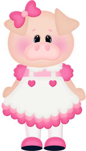 Girl Pig Clip Art - Girl Pig Clipart (286x498)