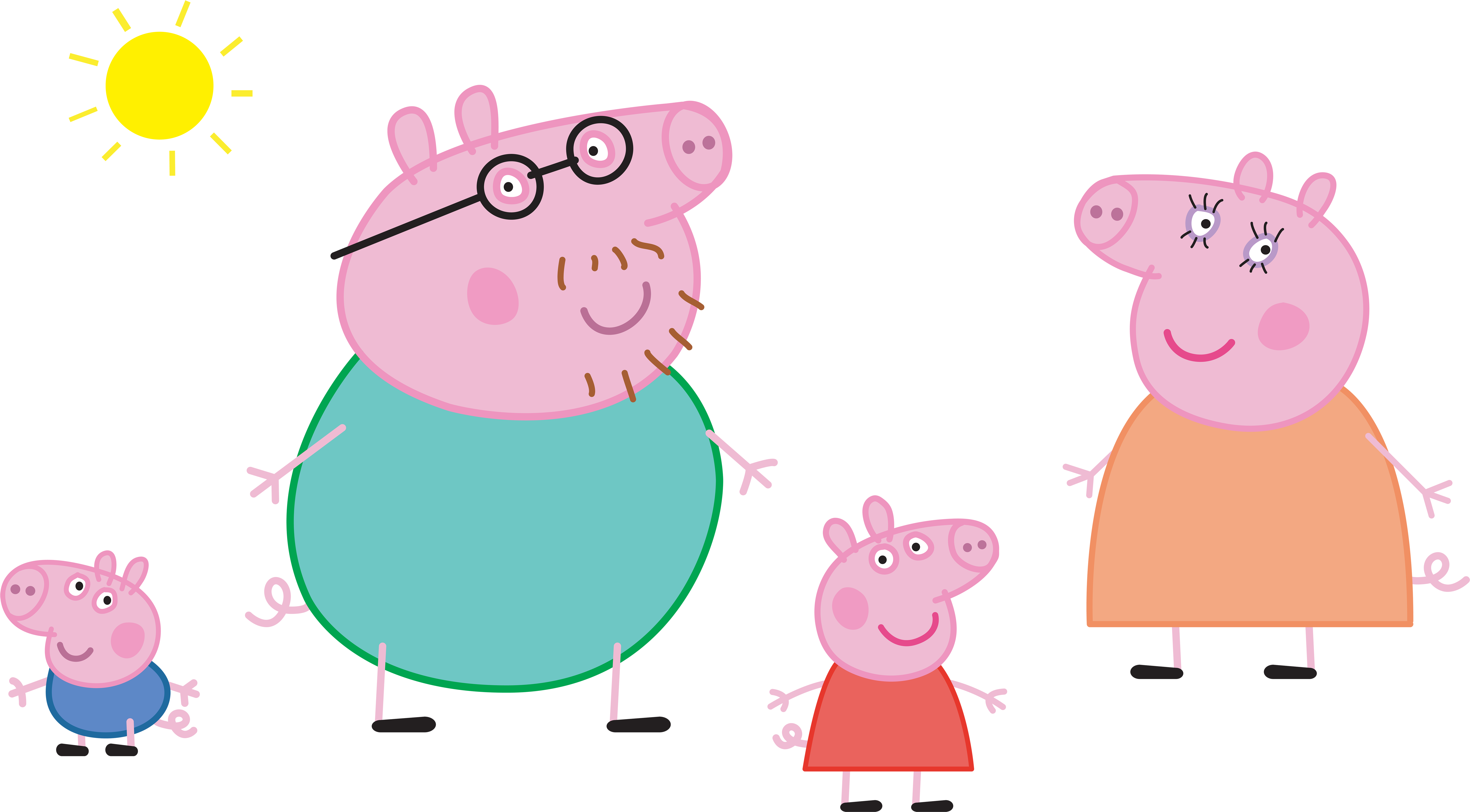 Peppa Pig Family Logo Transparent Png Clip Art Image - Peppa Pig Family Png (8000x4419)