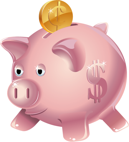 Yellow Clipart Piggy Bank - Cartoon Piggy Bank Transparent (438x481)