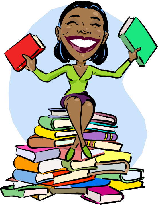 Teacher Books Clipart - Black People Reading Books (557x728)