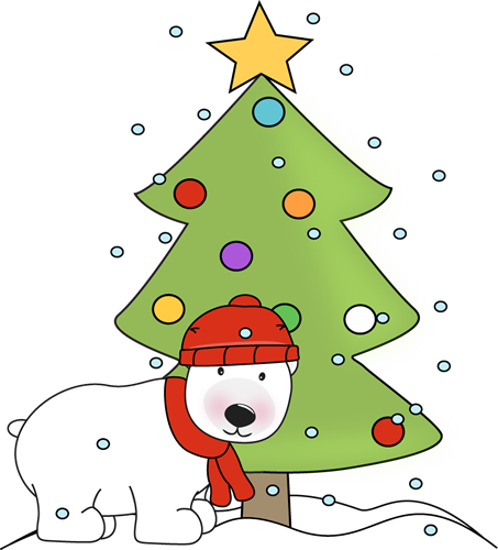 Polar Bear Clip Art For Christmas - Christmas Polar Bear Clipart (453x500)