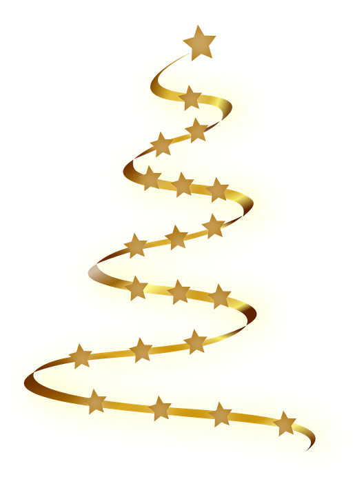 Modern Christmas Cliparts 7, Buy Clip Art - Gold Christmas Tree Png (518x720)