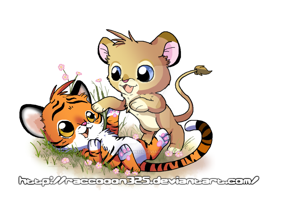 Tiger And Lion Cubs By Celestialgalaxies - Tiger And Lion Anime (1024x664)