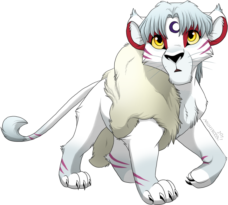 Lion Cub Sesshomaru By Nightrizer - Draw An Anime Lion (900x810)