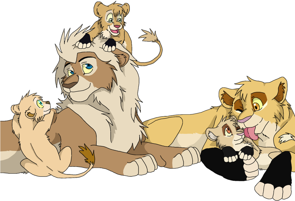 Katty, Jasim And Cubs By Firewolf-anime - Anime Lion Cubs (1024x719)