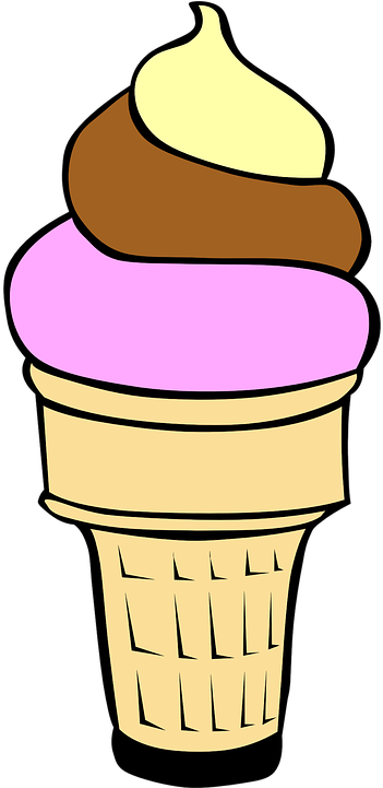Vanilla Clipart Helado - Neapolitan Ice Cream Cone (360x720)