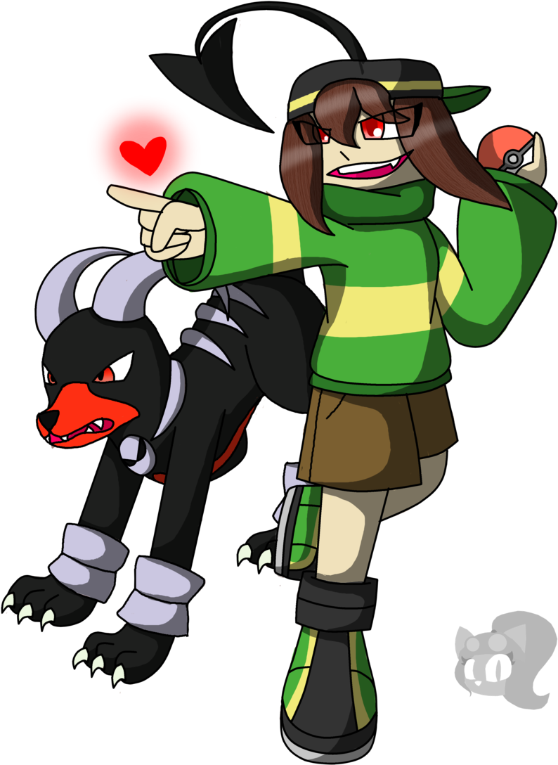 Poketale Houndoom And Chara By Liefgirl29 Poketale - Cartoon (1024x1146)