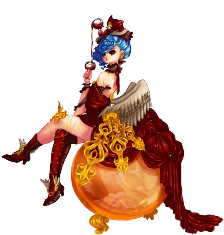Red Angelic Female Sorcerer Mascot - Steampunk (795x1006)