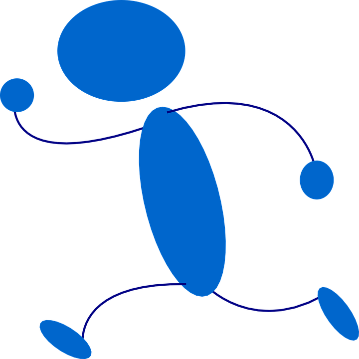 Stick Figure, Stickman, Runner, Human, Running, Blue - Running Clip Art (720x720)