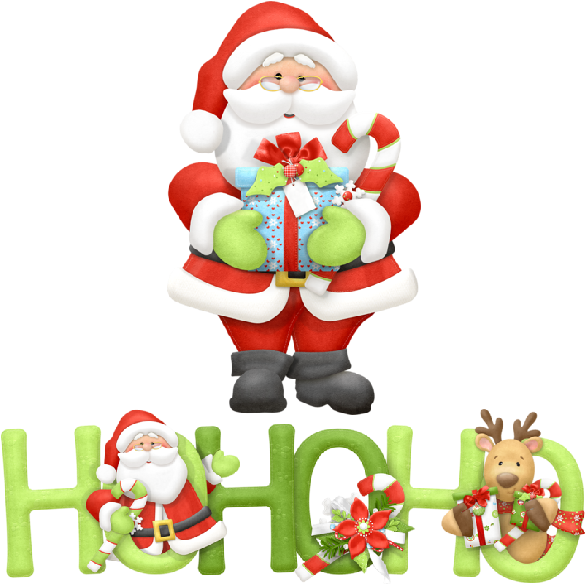 Santa Claus With Xmas Presents - Ho Ho Ho Copy Round Ornament (600x600)