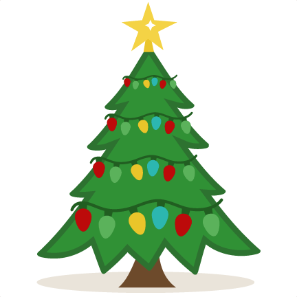 Christmas Tree Scrapbook Cut File Cute Clipart Files - Christmas Tree With Lights Clipart (432x432)