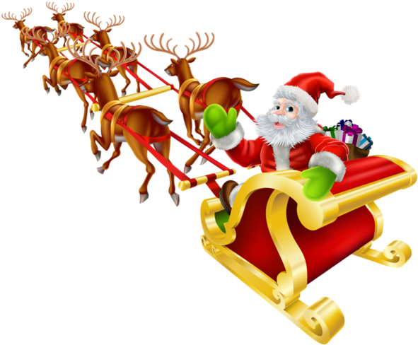 Santa Claus Sled Christmas Reindeer - Santa Claus Sled Christmas Reindeer (600x500)