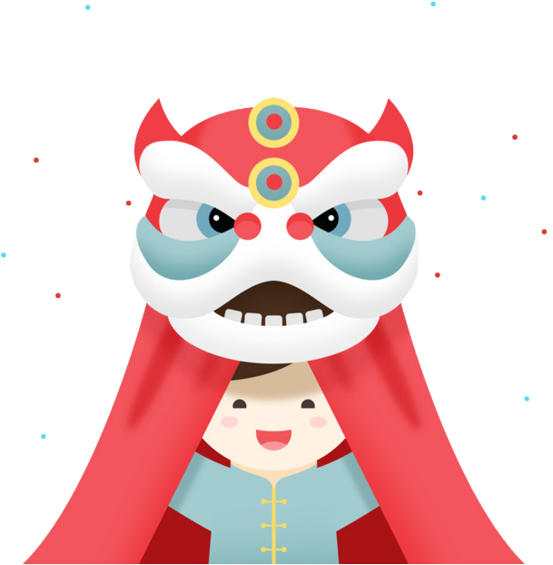 卡通小孩舞狮 - Cartoon (650x670)