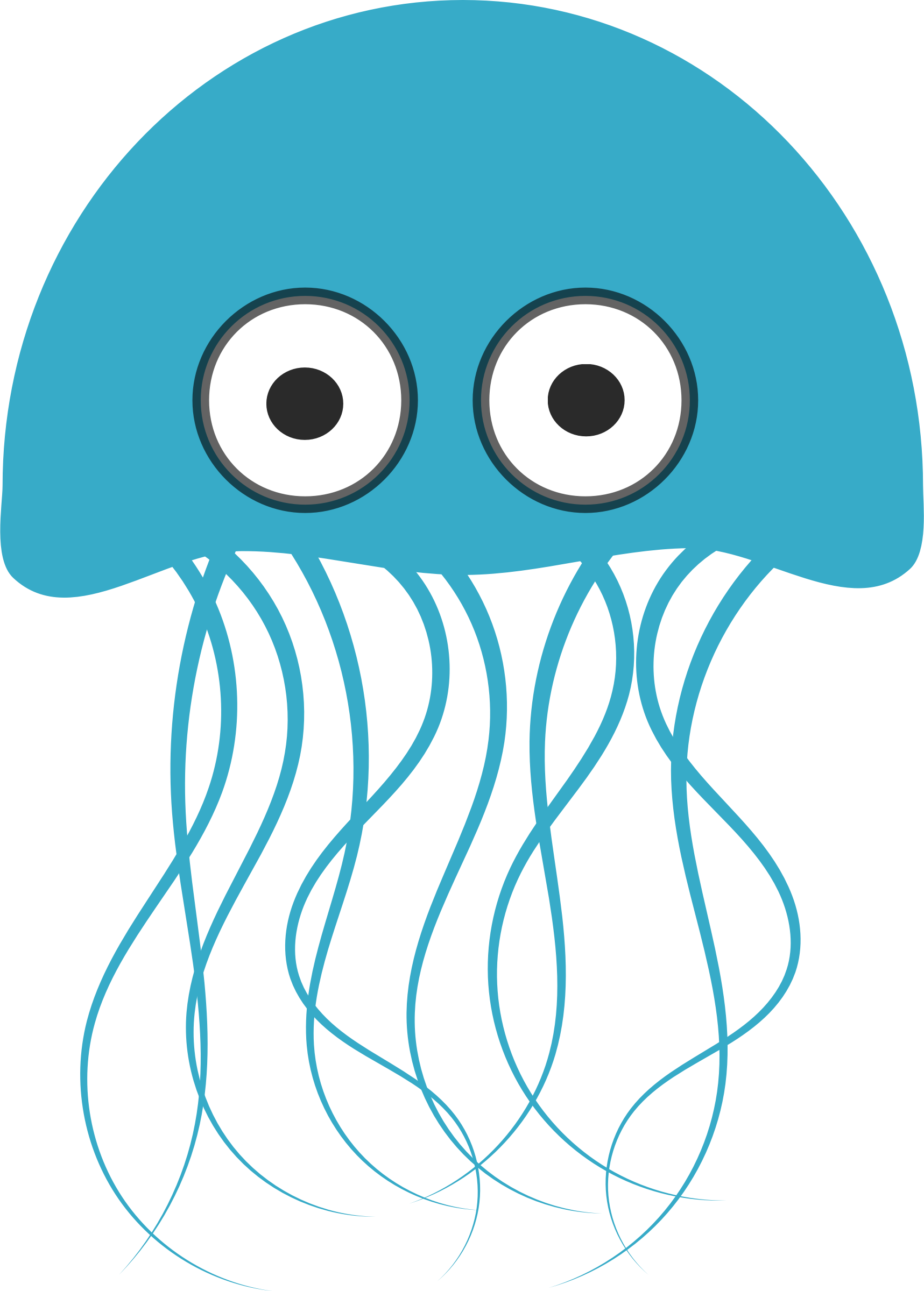Seahorse Clipart Black And White Jellyfish Line Animal - Light Blue Jellyfish Shower Curtain (1717x2400)