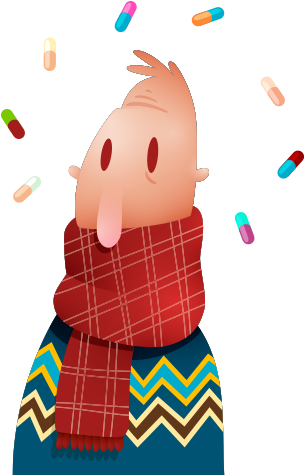 Clipart Başında Ilaçlar Dönen Hasta Adam - Age Of Enlightenment (423x548)