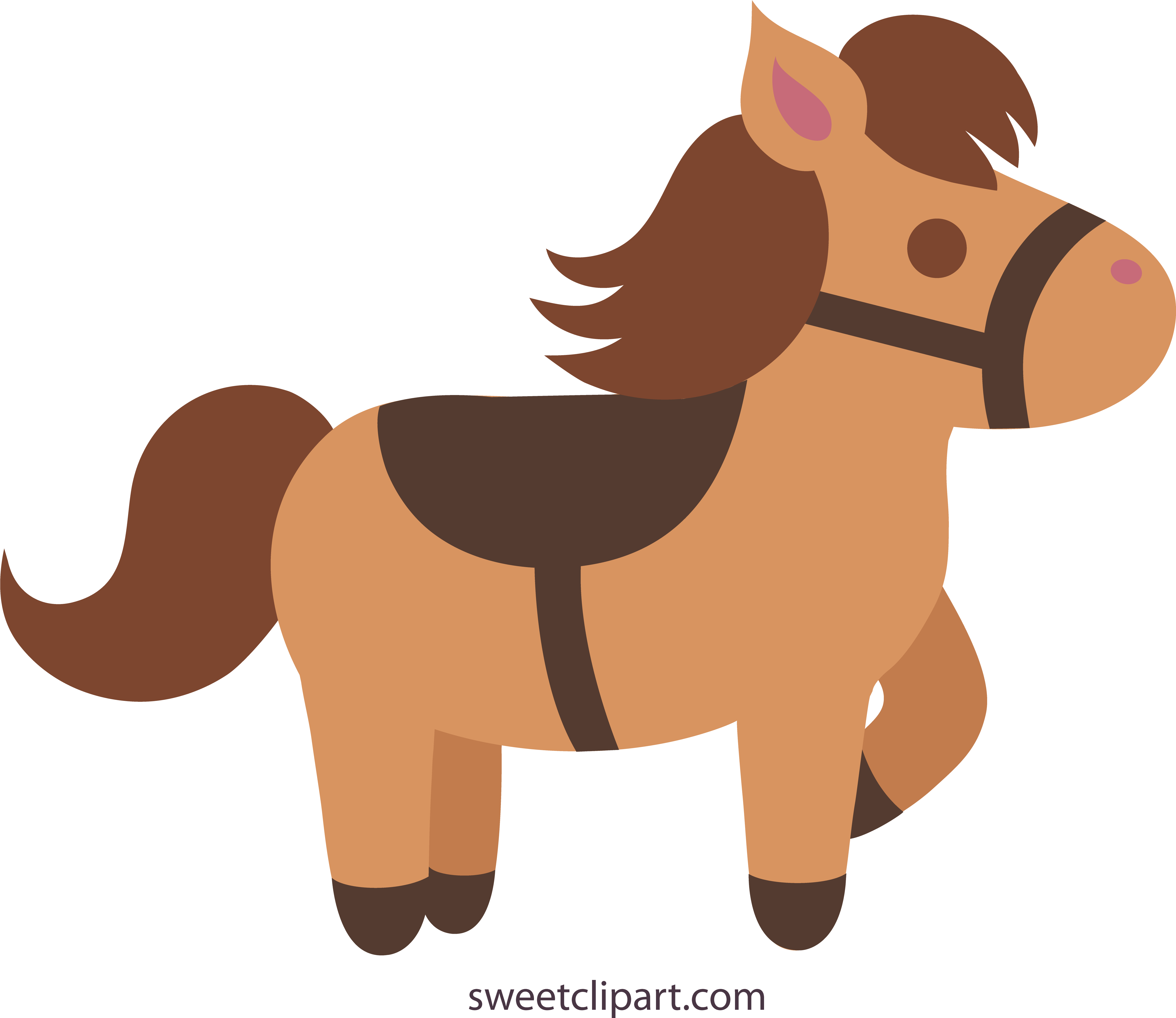 Pretty Design Clipart Horse Cute Brown Pony With Saddle - Pony Clipart (5223x4532)