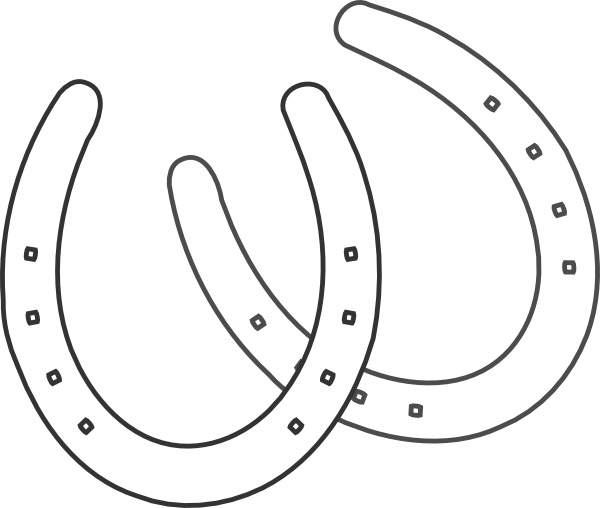 Lucky Double Horeshoes Clip Art At Clker - Double Lucky Horseshoe Drawing (600x508)