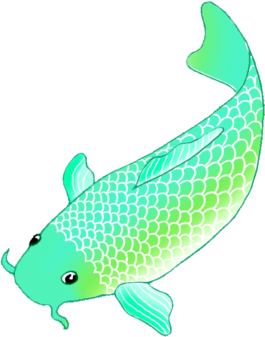 Green Koi Fish Sketch - Koi Fish Gif Png (650x825)